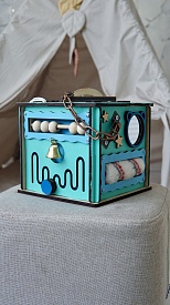 Бізікуб 15х15х15 см з дзеркалом бірюзовий - 1 - smarttoys.com.ua