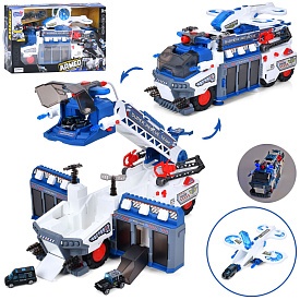 Набір з транспортом YY6032P поліція,трейлер-база,бризкає водою,літак,кулі,машинки-мет.,муз., світло, - 1 - smarttoys.com.ua