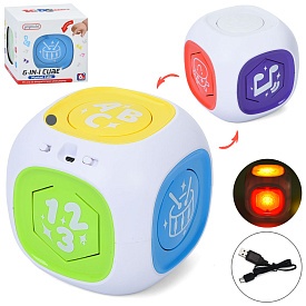 Гра 211 музичний куб, 6в1, навчальний (літери, цифри,муз.),USB,акум.,муз.,світло,кор.,16,5-16-17см. - 1 - smarttoys.com.ua