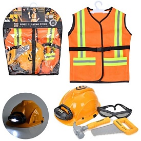 Набір iнструментів T022 жилет, каска, молоток, пила, окуляри, світло, бат. (табл.),кул.,44,5-54-12см - 1 - smarttoys.com.ua