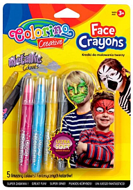 Крейда  для обличчя олівці 5 кол.металік блістер COLORINO/12/ - 1 - smarttoys.com.ua