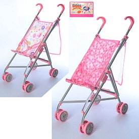 Візок 9302 W-B для ляльки, мет., парасолька, подвійні колеса, поворот, сітка-сумка, 64-13-12 см.  - 1 - smarttoys.com.ua