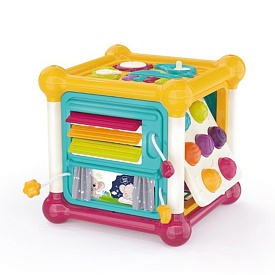 Гра 3860 куб, рухливі деталі, фігури-брязкальця, м'які кнопки/Pop it, муз., бат., кор., 18-18-18 см. - 1 - smarttoys.com.ua