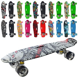 Скейт MS 0749-7 пенні, алюм.підвіска, колеса ПУ, світло,антиковз., принт, 4 кольори,10 видів,55-15см - 1 - smarttoys.com.ua
