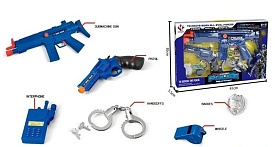 Набір поліції P 014 (24) 7 елементів, автомат з тріскачкою, револьвер, наручники, свисток, аксесуари, в коробці - 1 - smarttoys.com.ua