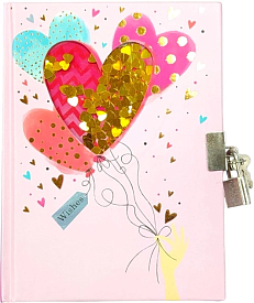 Блокнот дитячий на замочку з віконцем 178x130mm, 70g, 80 л, Сердечка - 1 - smarttoys.com.ua