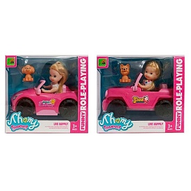 Лялька 9045-18-19 11см, машина 15см, собака, 2 види, в кор-ці, 15,5-13-10см - 1 - smarttoys.com.ua