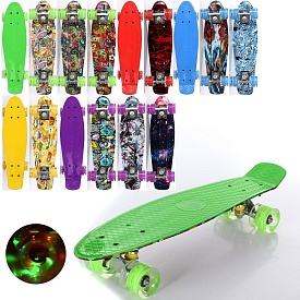 Скейт MS 0749-14 пенні,56-14,5см,пласт-антиковз.,алюм.підвіска,ПУ-світло,підш.608ZZ,10видів,розібр. - 1 - smarttoys.com.ua
