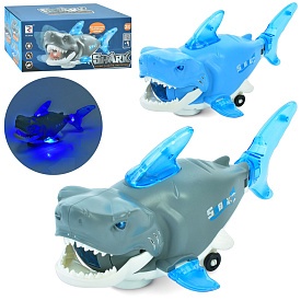 Музична іграшка ZR186 акула, їздить/танцює, 2 кольори, муз., світло, бат., кор., 22,5-10-10,5 см. - 1 - smarttoys.com.ua
