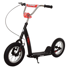 Самокат SR 2-047-B підлітковий, 2 колеса-гума 12 д, кермо, ручне гальмо, підніжка, чорний. - 1 - smarttoys.com.ua