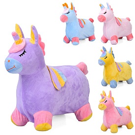 Стрибуни-тварини MS 4487-1 єдиноріг, ПВХ,1400г, плюш/застібка-блискавка, 5 кольорів, пак.30-22-8см - 1 - smarttoys.com.ua