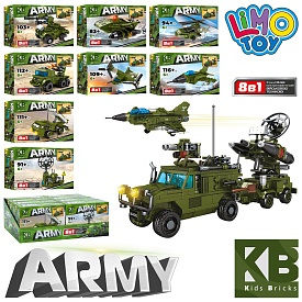 Конструктор KB 172 військовий, транспорт, від 83 дет., 8 шт. (8 видів) в диспл., 36,5-14-18 см. - 1 - smarttoys.com.ua