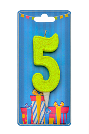 Свічка для торта  "Цифра 5" лимонна блиск - 1 - smarttoys.com.ua