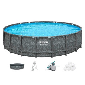 BW Басейн каркасний 561JZ (1шт) каркасний, 671-132см, пісочний фільтр-насос, сходи, тент, наповнювач для фільтра Polysphere - 1 - smarttoys.com.ua