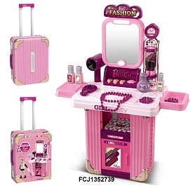 Трюмо 008-103A 2в1, дзеркало,фен,аксесуари,прикраси,муз.,світло, складається в чемодан,бат.,карт.обг - 1 - smarttoys.com.ua