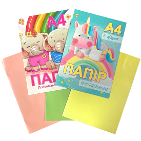 Папір кольоровий, 8 аркушів, А4, односторонній, "Пастельні кольори", Тетрада - 1 - smarttoys.com.ua