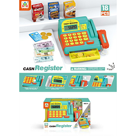 Касовий апарат LS820A73-8 калькулятор,сканер,продукти,гроші,18пр.,муз.,світло,бат.,кор.,23-18,5-18см - 1 - smarttoys.com.ua