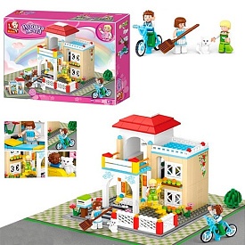 Конструктор SLUBAN M38-B0533 "Рожева мрія": заміський будинок, фігурки, кіт, велосипед, 380 дет. - 1 - smarttoys.com.ua