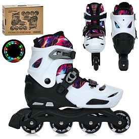 Ролики A4159-L-W (39-42) розсувні, бакля,пласт.рама,колеса 70мм,світло,зібрані,білий,кор.,43-35-13см - 1 - smarttoys.com.ua