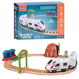 Залізниця E7009 45-46 см., локоматив, 2 вагони, динозавр, тунель, муз., світло,бат.,кор.,36,5-26-8см - 1 - smarttoys.com.ua