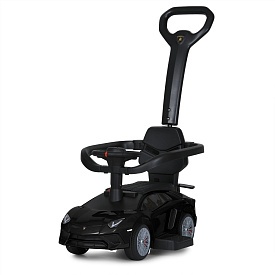 Каталка-толокар M 5777EL-2 2-в-1, з батьків. ручкой, сигнал, EVA, шкіра, муз., світло, чорний. - 1 - smarttoys.com.ua