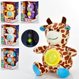 Нічник 1843-1-2-3-4-5-12 тварина, плюш, 5 видів, муз., світло, бат., кор., 20,5-28-16 см. - 1 - smarttoys.com.ua