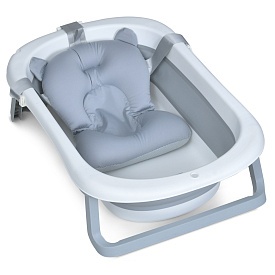 Ванночка ME 1151 PLUS Gray дитяча, з термометром, вкладиш, силікон, складана, сірий, 78,3*49,3*20,5. - 1 - smarttoys.com.ua