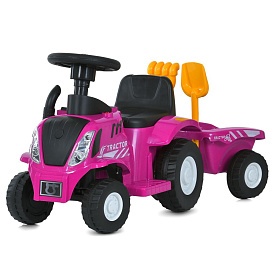 Трактор M 6153B-8 2-в-1(каталка-толокар з причепом), 1*6V4,5AH, 1*25W, MP3, USB, BT, TF,муз.,рожевий - 1 - smarttoys.com.ua