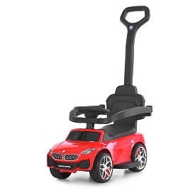 Каталка-толокар M 6253EL-3 бат.ручка, муз, світло, шкіра, підсклянник, MP3, BLUETOOTH, червиний - 1 - smarttoys.com.ua
