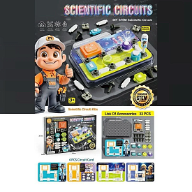 Електронний конструктор 77-53 K (24) 33 елементів, підсвічування, мелодія, 2 види перемикачів, 4 картки із прикладами, основа для збірки, в коробці - 1 - smarttoys.com.ua