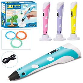 3D ручка AK 0010 тип філаменту (пластик)- PLA( 4 кольори), USB, 4 кольори, кор., 21-16,5-6 см. - 1 - smarttoys.com.ua