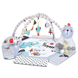Килимок для немовляти ME 1171 Gray 2в1,килимок-басейн,4підв.іграшки,флажки,30різнокол.шариків,сірий. - 1 - smarttoys.com.ua