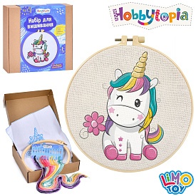 Набір для творчості DYEK1021 набір для вишив.,вишивка,Єдиноріг,п'яльце,голки,нитки,кор.,22-20,5-5,5с - 1 - smarttoys.com.ua