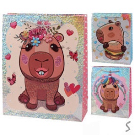 Пакет подарунковий паперовий M "Capybara" 26*32*10см., R34623-M - 1 - smarttoys.com.ua