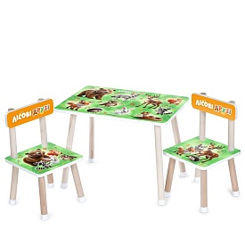 Столик M 501-3 2 стільчика, дерев'яний, лісові друзі - 1 - smarttoys.com.ua