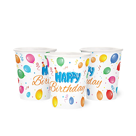 Набір стаканчиків "Happy Birthday" кульки на білому 10 шт - 1 - smarttoys.com.ua