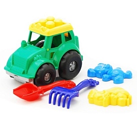 Трактор "Кузнечик" №2: трактор, лопата, грабелька, 2 вел пасочки COLORPLAST 0213 - 1 - smarttoys.com.ua