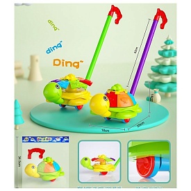 Каталка 313 на палці, черепаха, рухливі деталі, 2 кольори, муз., кул., 28-22-13 см. - 1 - smarttoys.com.ua