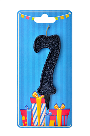 Свічка для торта  "Цифра 7" чорна блиск - 1 - smarttoys.com.ua