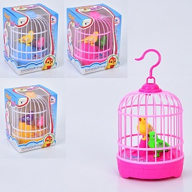 Птах 8501  2 шт., в клітці, гачок, муз.(співає, англ), мікс кольорів, кор., 11-14,5-10 см. - 1 - smarttoys.com.ua