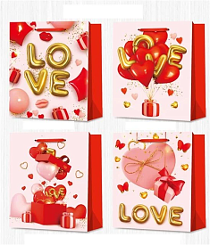 Пакет подарунковий С 57838 (300) 4 види, "Кохання", СЕРЕДНІЙ - 1 - smarttoys.com.ua