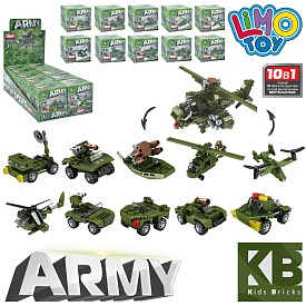 Конструктор KB 2020 військовий транспорт, 10в1, від 28 дет.,кор.,10шт.(10 видів)в диспл.,24-14,5-8см - 1 - smarttoys.com.ua