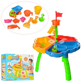 Столик-пісочниця 726-27 44,5-57,5 см, млин, машинка, лопатка, граблі, пасочки, кор., 42-38-17 см. - 1 - smarttoys.com.ua