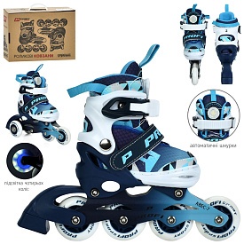 Ролики A4156-XS-BL (27-30)розсувні,шнурівка+бакля,алюм.рама,ABEC-7,колеса ПУ64мм,світло,синій,кор. - 1 - smarttoys.com.ua