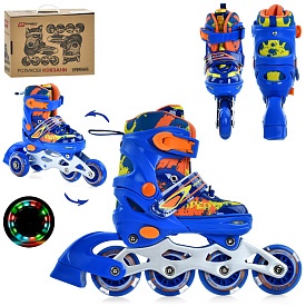 Ролики A4149-XS-BL (27-30) розсувні,шнурівка+бакля,алюм.рама,колесаПУ64мм світло,устілка 16см.,синій - 1 - smarttoys.com.ua