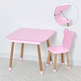 Столик 08-025R-BOX зі стільчиком, ведмедик, ящик, рожевий. - 1 - smarttoys.com.ua