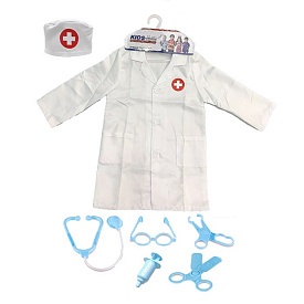 Набір лікаря D2526 (32шт) халат (ш37-д55см), медична шапочка, стетоскоп,  мед.інструменти, окуляри, у пакеті, 41-60-4см - 1 - smarttoys.com.ua