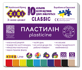 Пластилін CLASSIC 10 кольорів, 200г, KIDS Line - 1 - smarttoys.com.ua