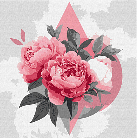 Набір для розпису по номерах "Геометричні фігури з півоніями" 30х30см - 1 - smarttoys.com.ua