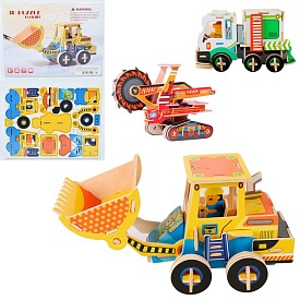 Дерев'яна іграшка Пазли MD 1975 3D, транспорт/будтехніка, мікс видів, кул., 30-22,5 см. - 1 - smarttoys.com.ua